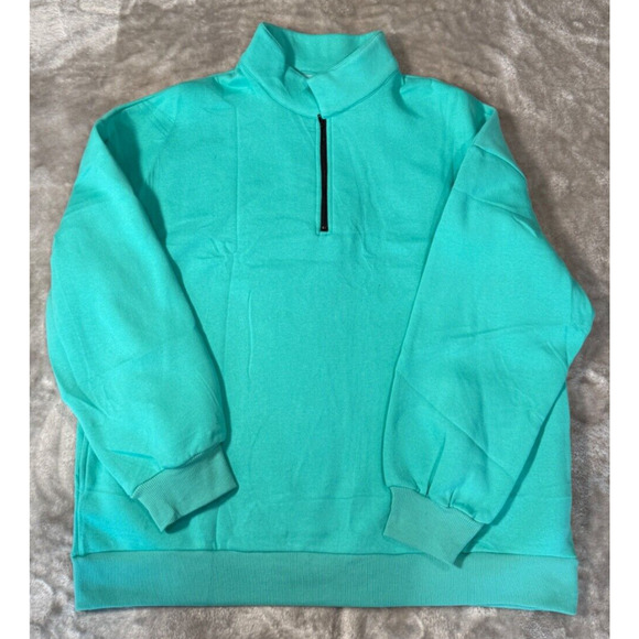 Green Mock Neck Oversized Sweatshirt Womens Size L Casual Athleisure - Picture 1 of 5